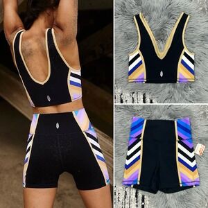 FP Movement Never Better Chevron Colorblock Tank/Shorts Set Size Small ($126)NWT